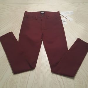 Hudson Burgundy Midrise Nico Skinny Ankle Jeans